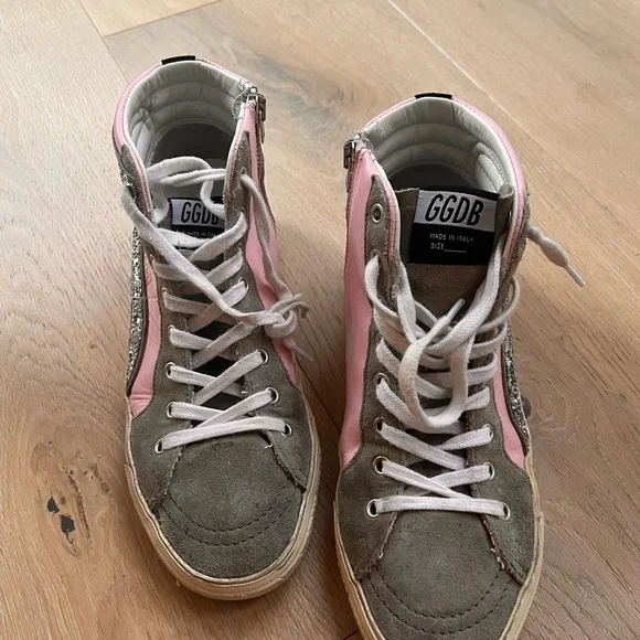 Golden Goose Pink and Gray High-Tops
